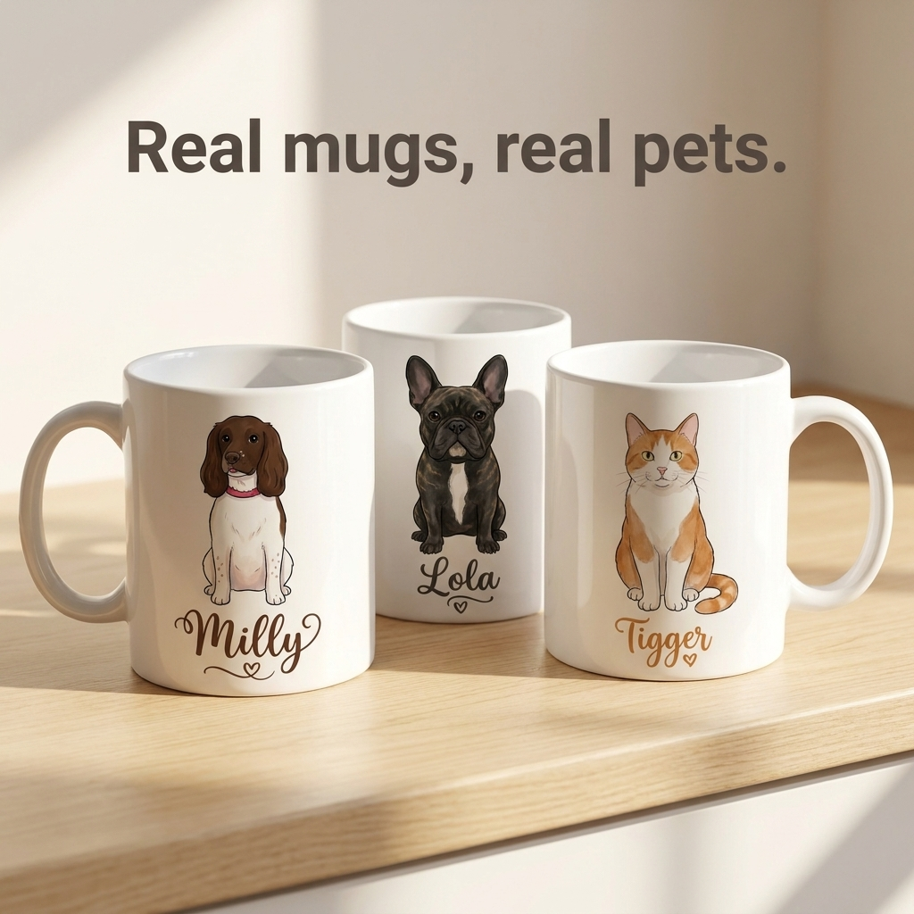 Personalised Pet Portrait Mug Custom Cartoon From Your Photo 11oz Ceramic UK