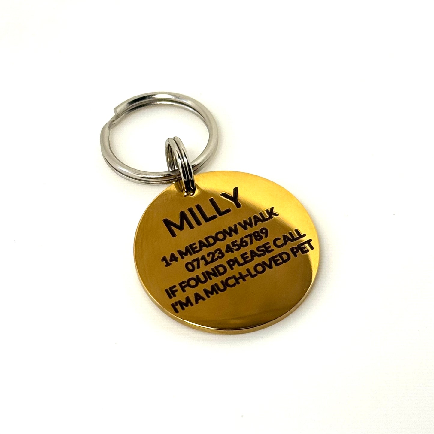 Stainless Steel Pet ID Tag – 30mm Custom Engraved Dog Tag, Double-Sided