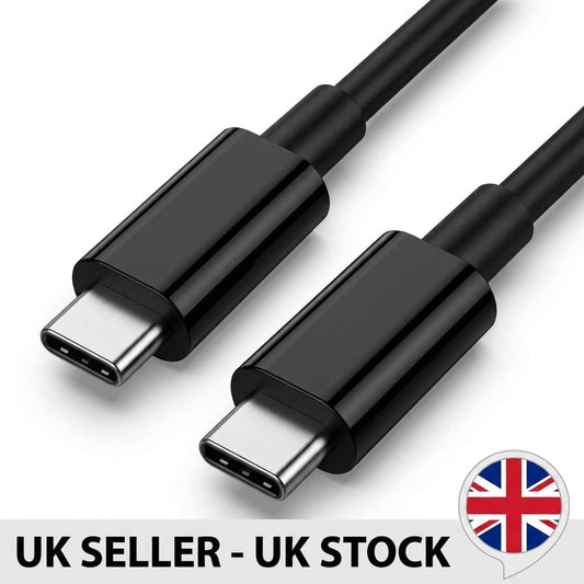 USB Type-C to Type-C Cable 1M Black or White Fast Charging Data Sync PD Lead UK