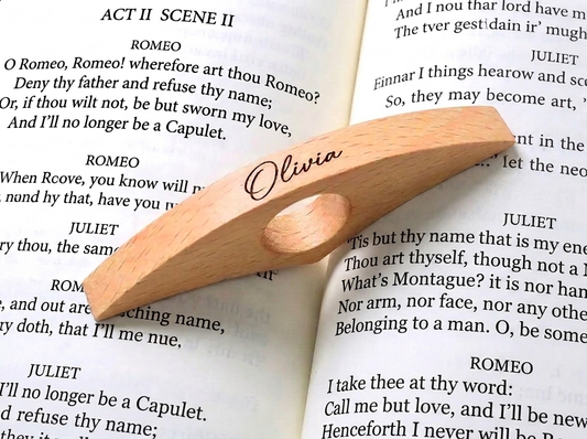 Personalised Wooden Book Page Holder Engraved Name Hands-Free Reading Gift UK