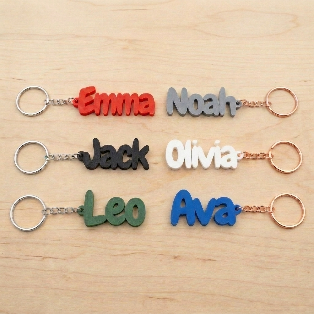Personalised Name Keychain Custom Bag Tag Kids Party Favour Class Gift UK