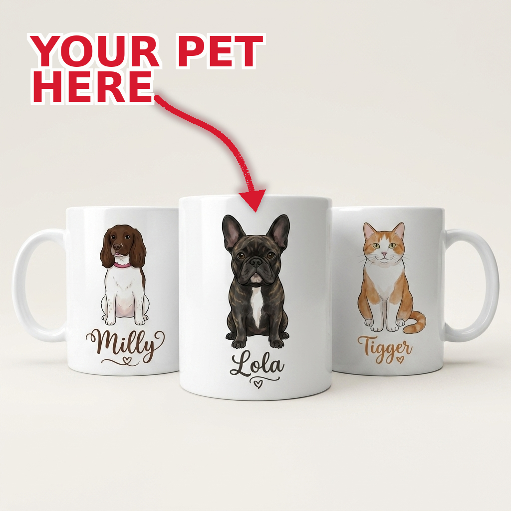 Personalised Pet Portrait Mug Custom Cartoon From Your Photo 11oz Ceramic UK