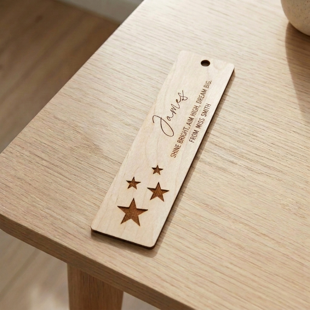 Personalised Wooden Bookmark Teacher Gift Engraved Name Student Class Set UK