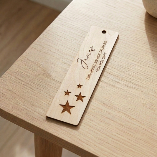 Personalised Wooden Bookmark Teacher Gift Engraved Name Student Class Set UK