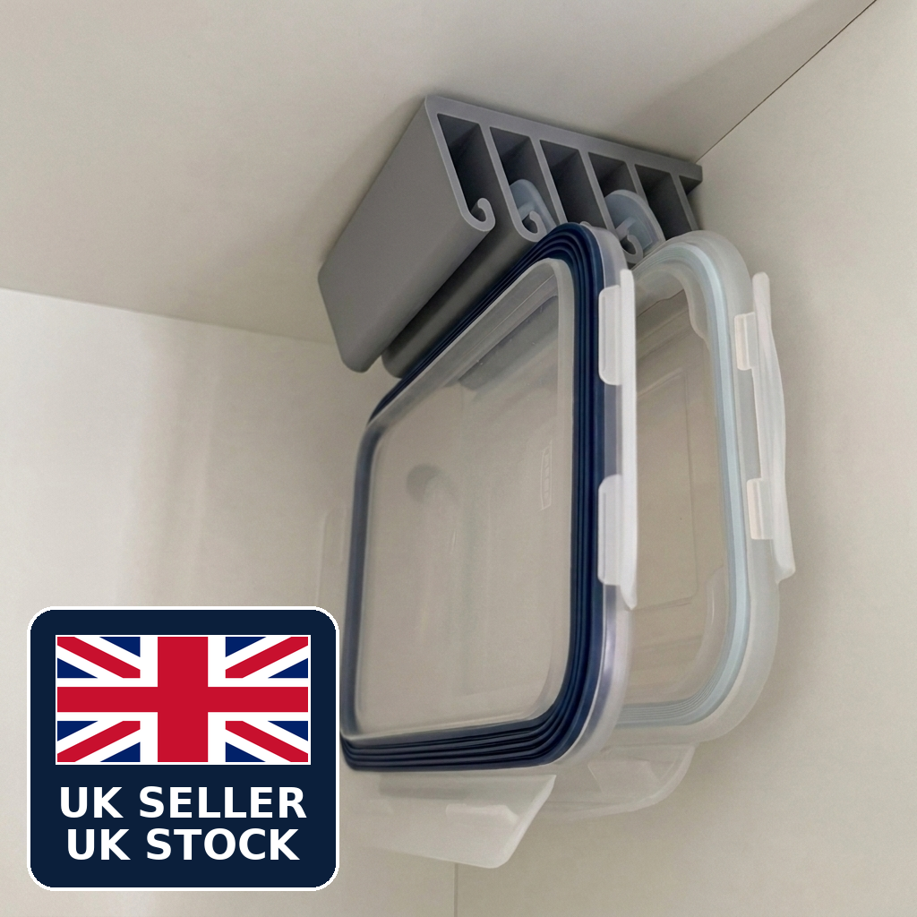 Under Shelf Container Lid Rack 5-Slot Kitchen Cupboard Cabinet Organiser UK