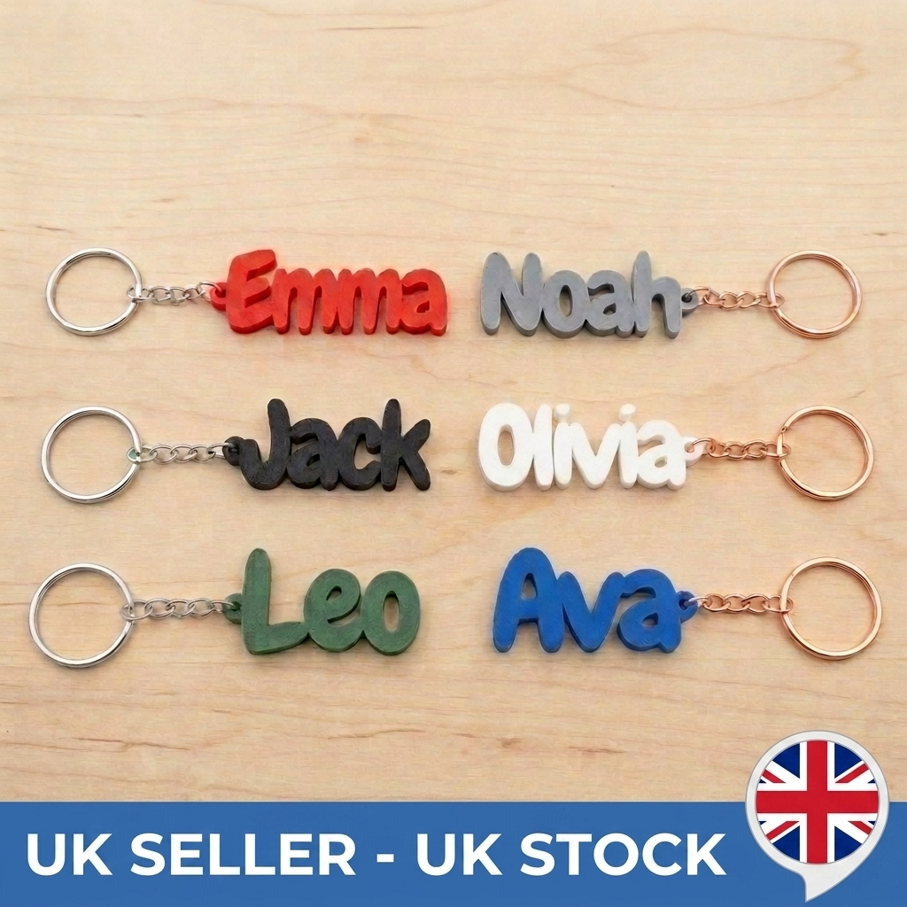 Personalised Name Keychain Custom Bag Tag Kids Party Favour Class Gift UK