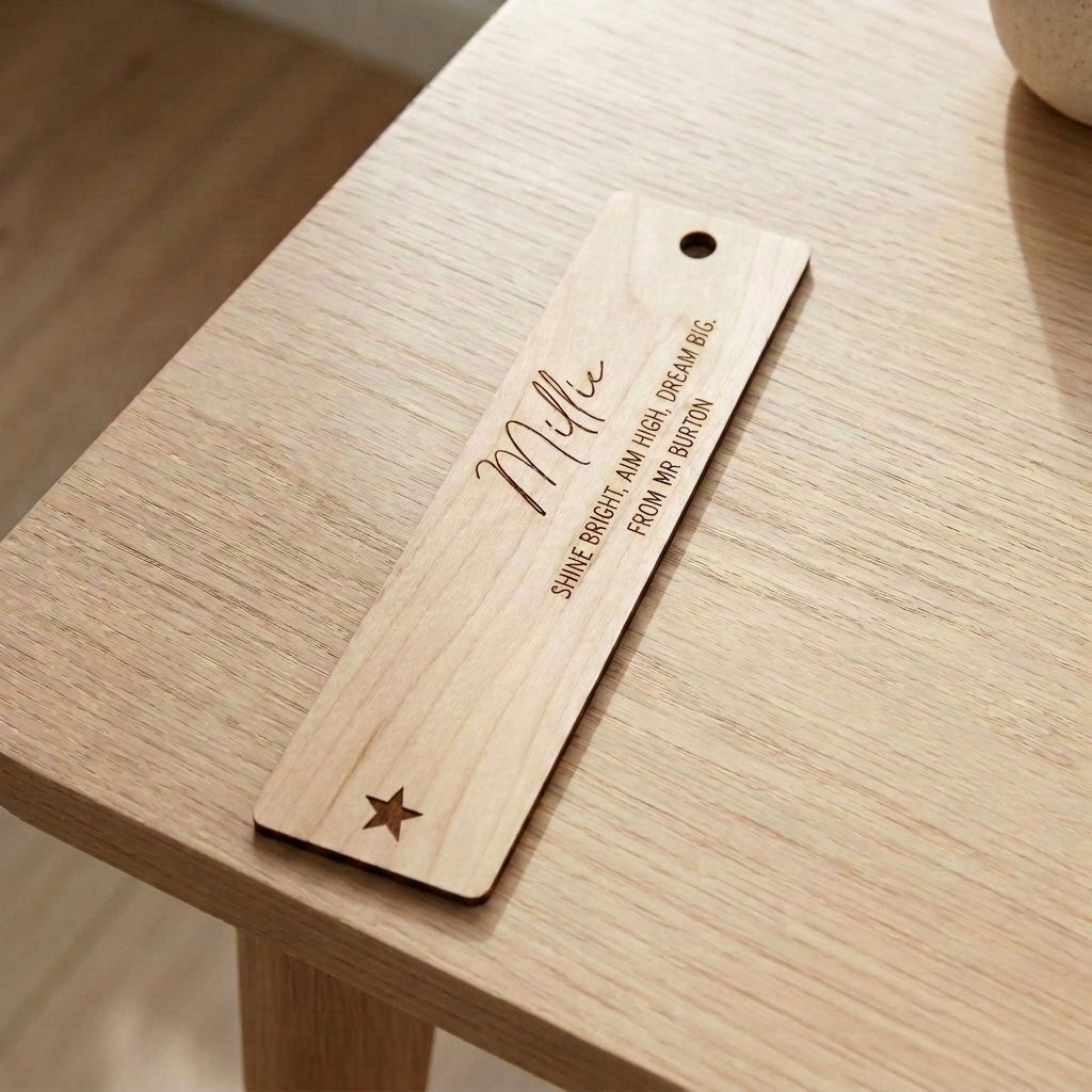Personalised Wooden Bookmark Teacher Gift Engraved Name Student Class Set UK