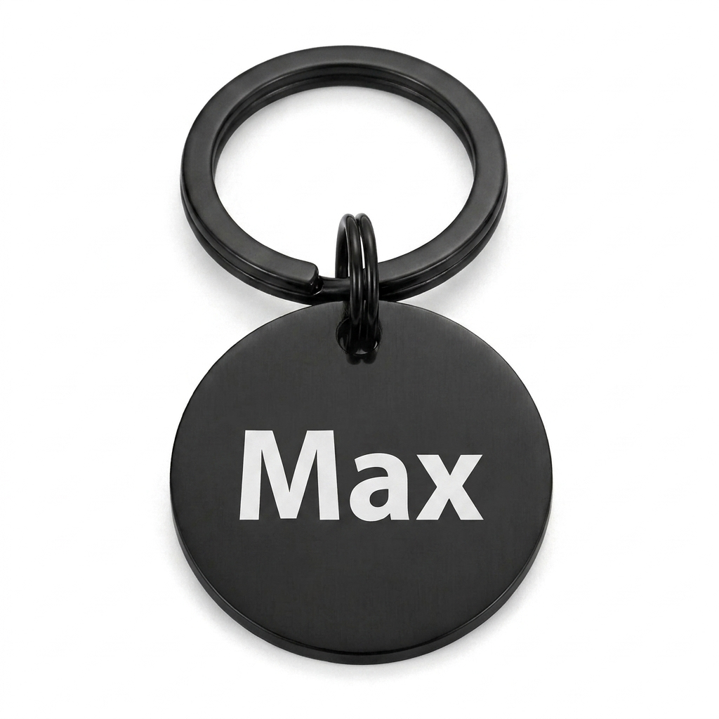 Personalised Round Dog Tag Engraved Pet ID Stainless Steel 30mm 4 Colours