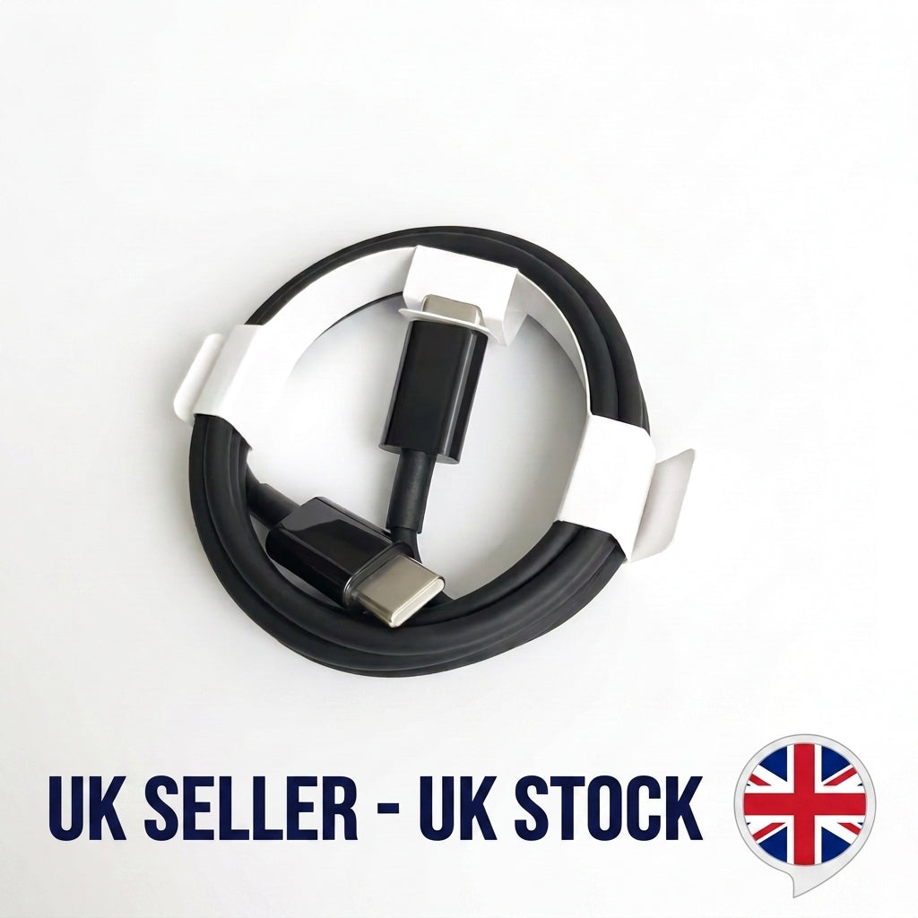 USB Type-C to Type-C Cable 1M Black or White Fast Charging Data Sync PD Lead UK