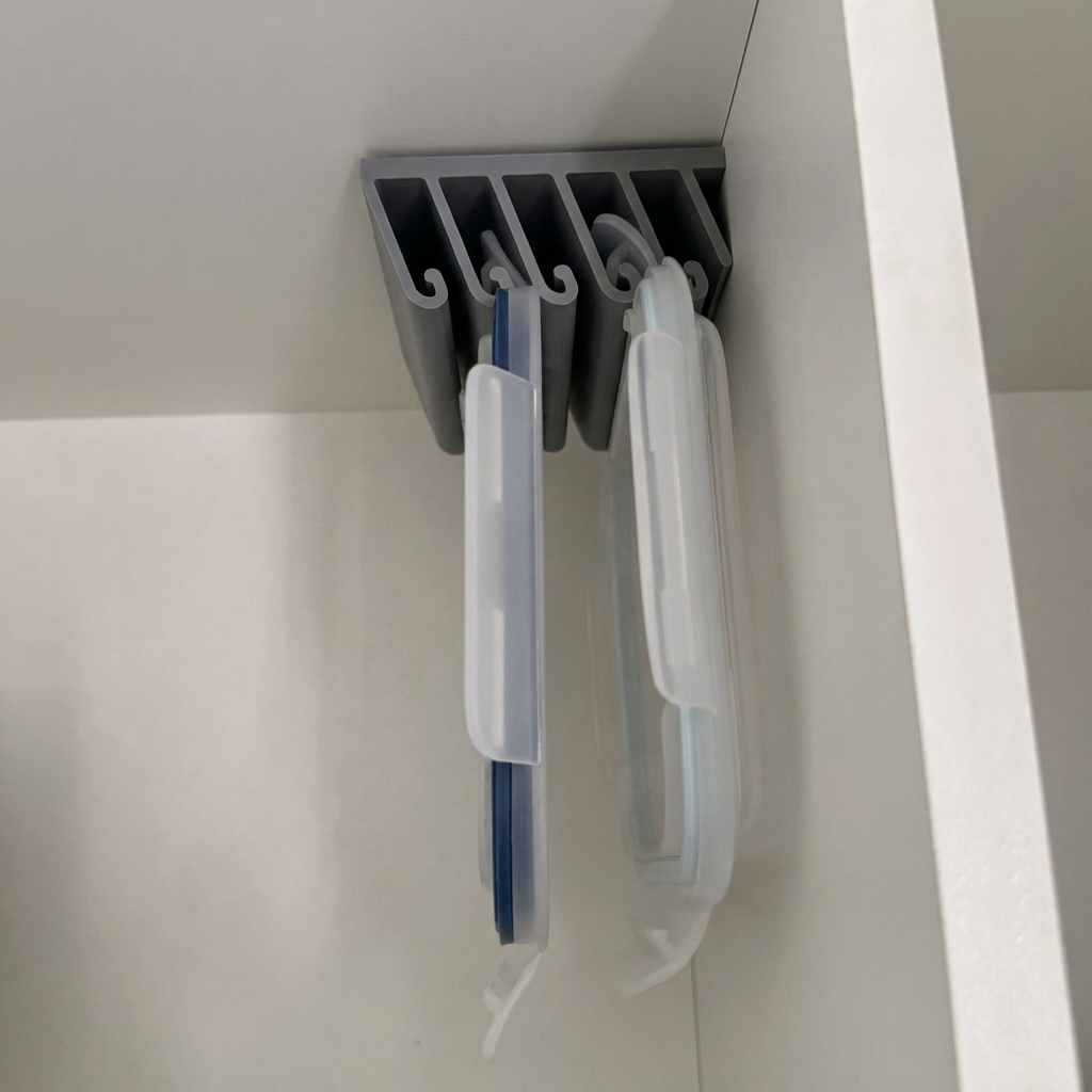 Under Shelf Container Lid Rack 5-Slot Kitchen Cupboard Cabinet Organiser UK