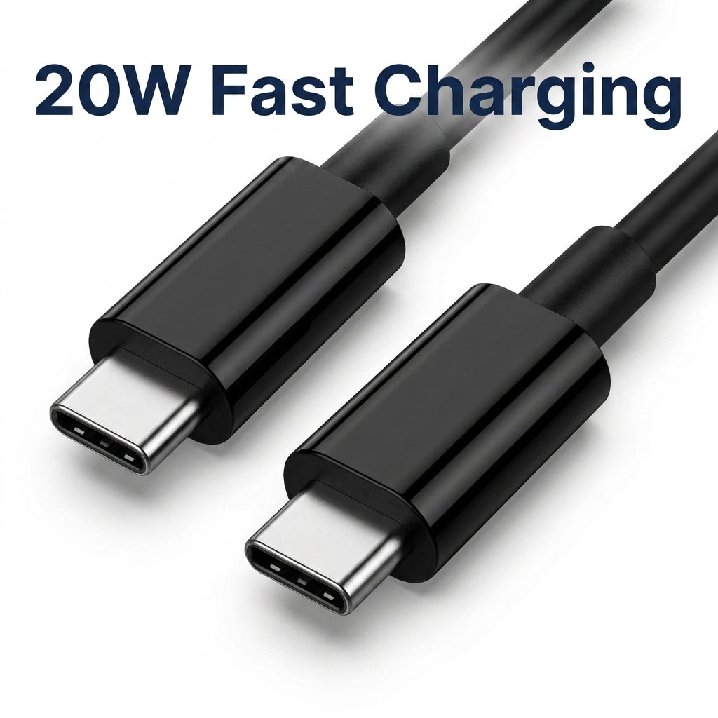 USB Type-C to Type-C Cable 1M Black or White Fast Charging Data Sync PD Lead UK