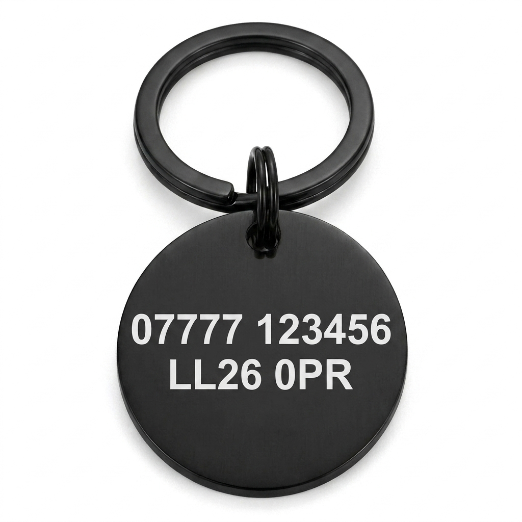 Personalised Round Dog Tag Engraved Pet ID Stainless Steel 30mm 4 Colours