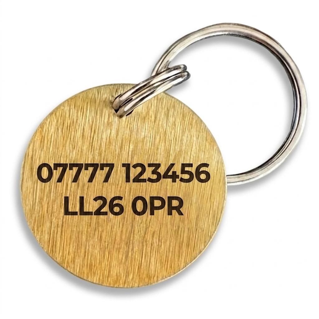 Personalised Round Dog Tag Engraved Pet ID Stainless Steel 25mm 3 Colours