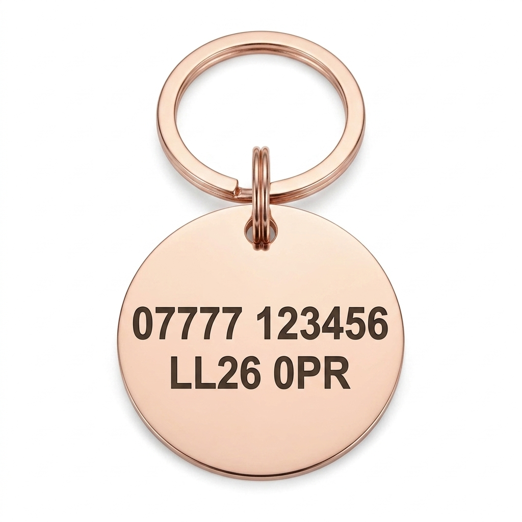 Personalised Round Dog Tag Engraved Pet ID Stainless Steel 30mm 4 Colours