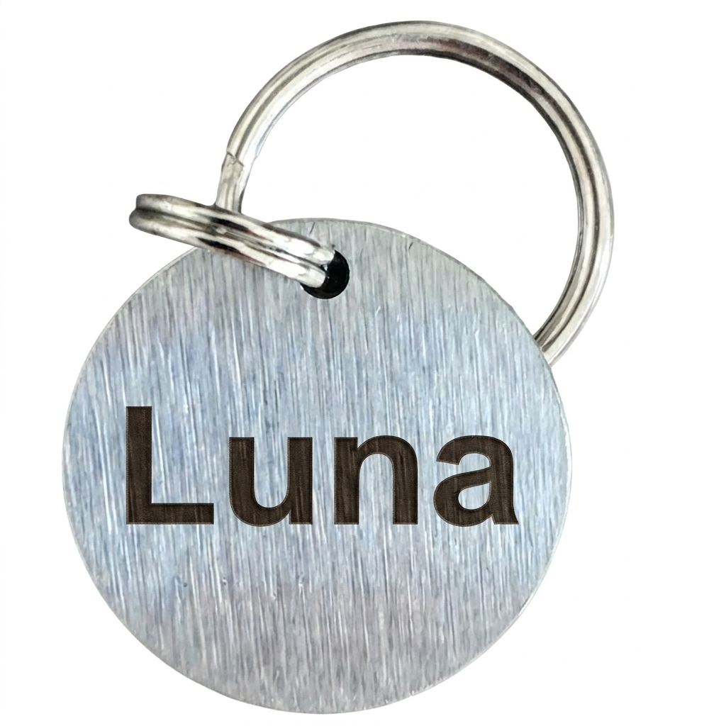Personalised Round Dog Tag Engraved Pet ID Stainless Steel 25mm 3 Colours