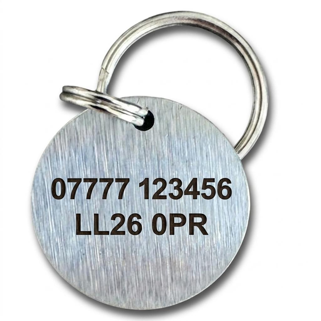 Personalised Round Dog Tag Engraved Pet ID Stainless Steel 25mm 3 Colours