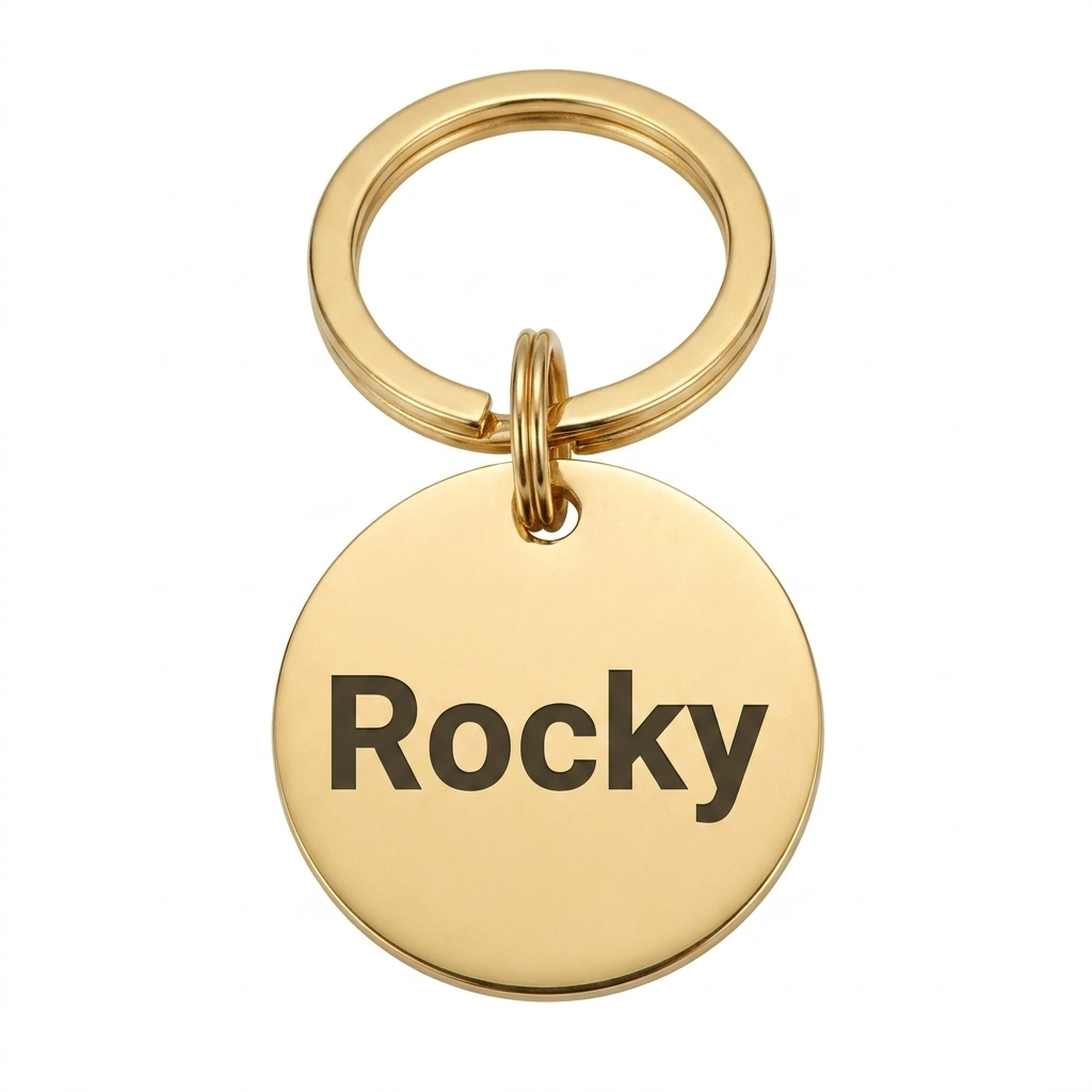 Personalised Round Dog Tag Engraved Pet ID Stainless Steel 30mm 4 Colours