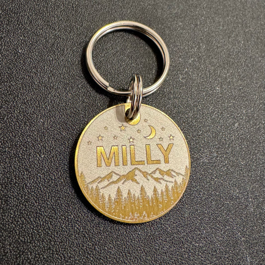 25mm brass custom engraved dog tag - premium solid brass dog id tag - deep precision engraving - personalised pet accessories