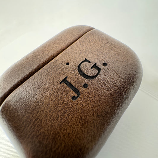 Custom Engraved - Leather AirPods Pro 3 Case - Coffee Brown