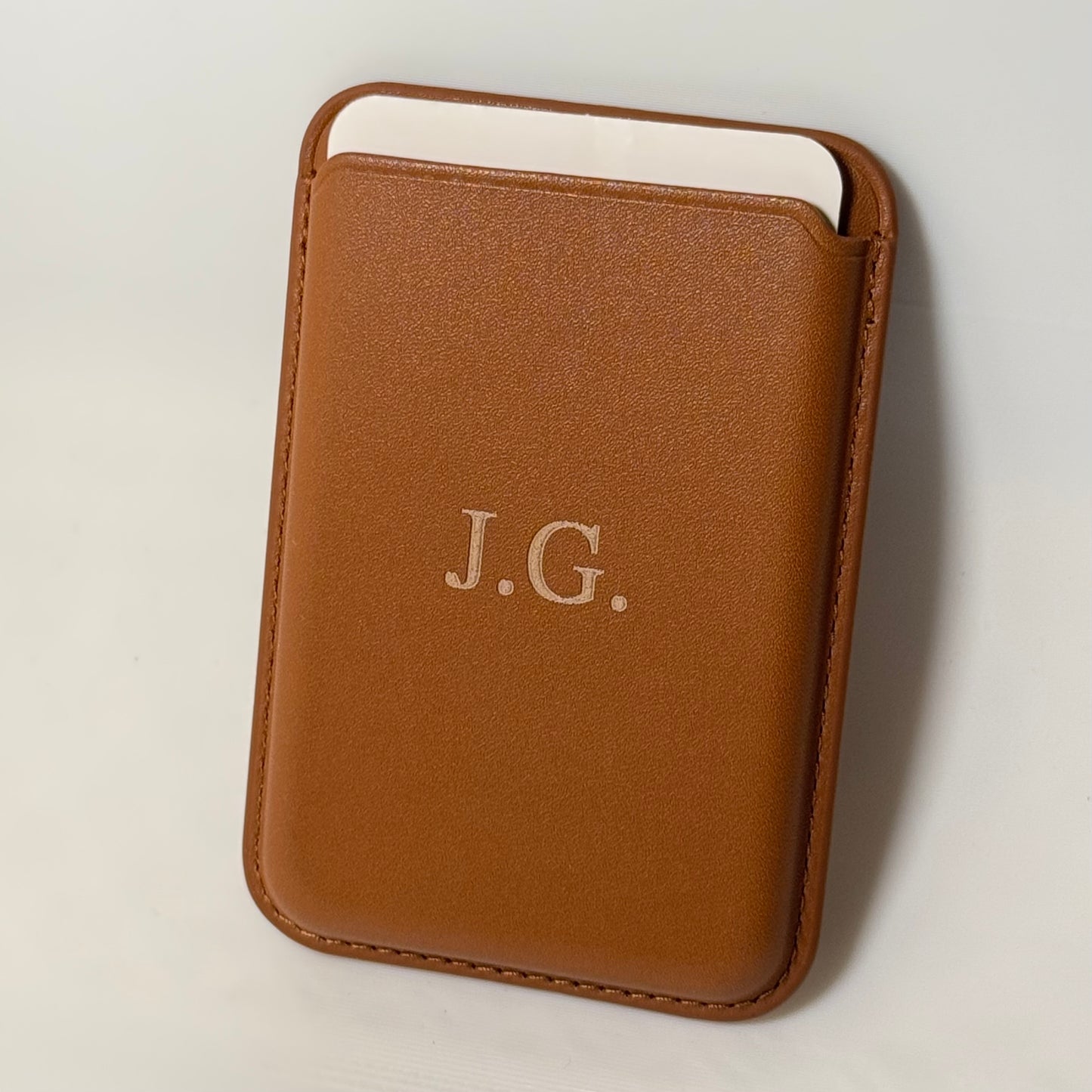 Custom Engraved - MagSafe Leather Wallet Card Holder - for iPhone 12–17