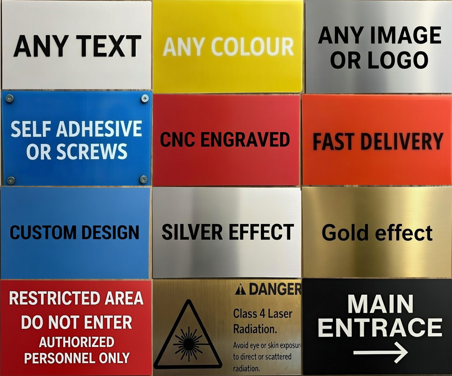 Custom Engraved Sign 200x100mm Any Colour Text Logo CNC Milled Plaque Personalised