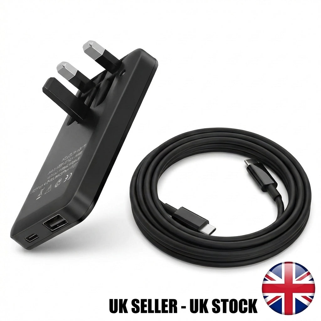 20W GaN Fast Charger USB-C PD & USB-A QC3.0 | Ultra Slim Folding UK Plug | Dual Port