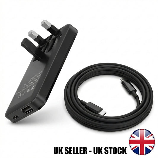 20W GaN Fast Charger USB-C PD & USB-A QC3.0 | Ultra Slim Folding UK Plug | Dual Port