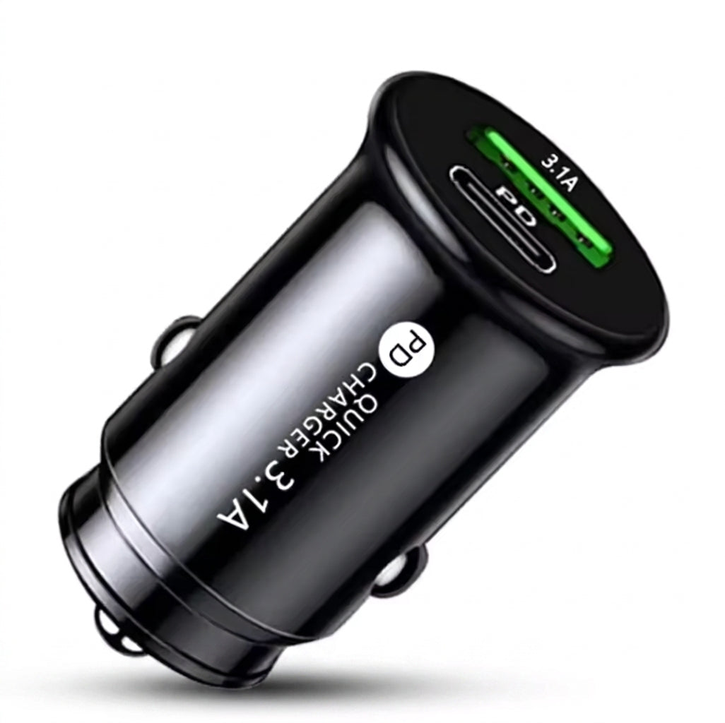 LED PD USB-C Car Charger 3.1A QC3.0 Fast Charge Type-C Dual Port 12V 24V UK