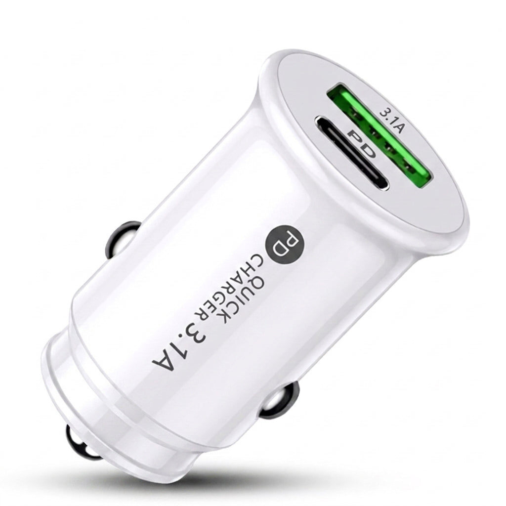 LED PD USB-C Car Charger 3.1A QC3.0 Fast Charge Type-C Dual Port 12V 24V UK