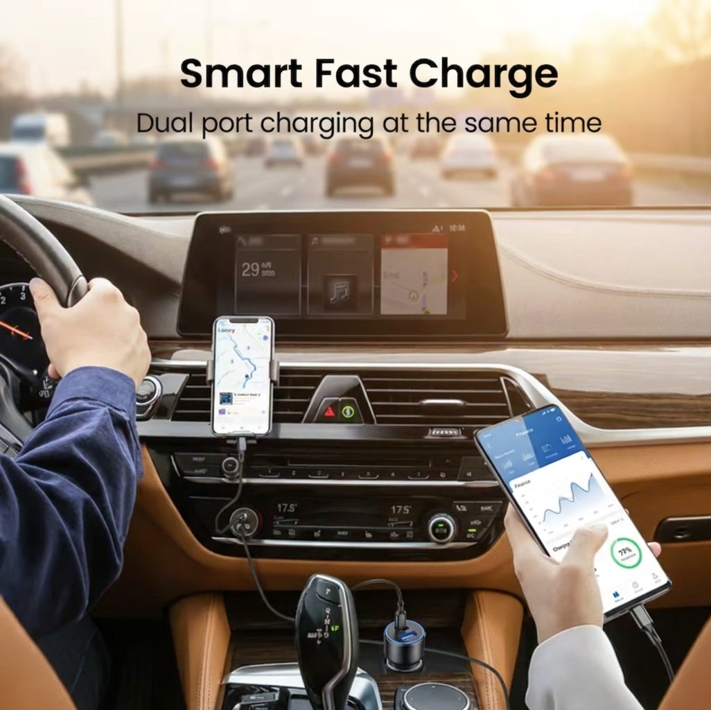 LED PD USB-C Car Charger 3.1A QC3.0 Fast Charge Type-C Dual Port 12V 24V UK
