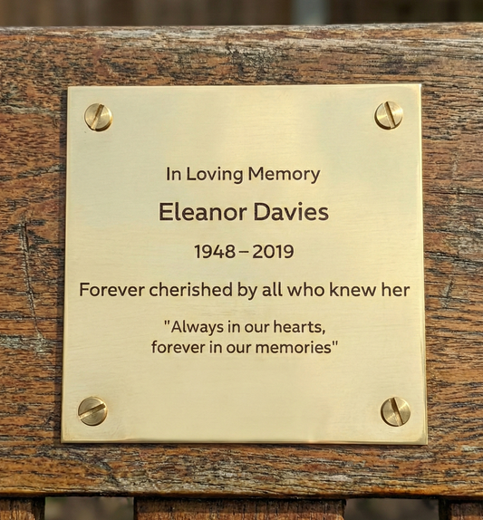 Custom Engraved Solid Brass Memorial Plaque CZ108 – Bench, Tree, Wall – 5 Lines