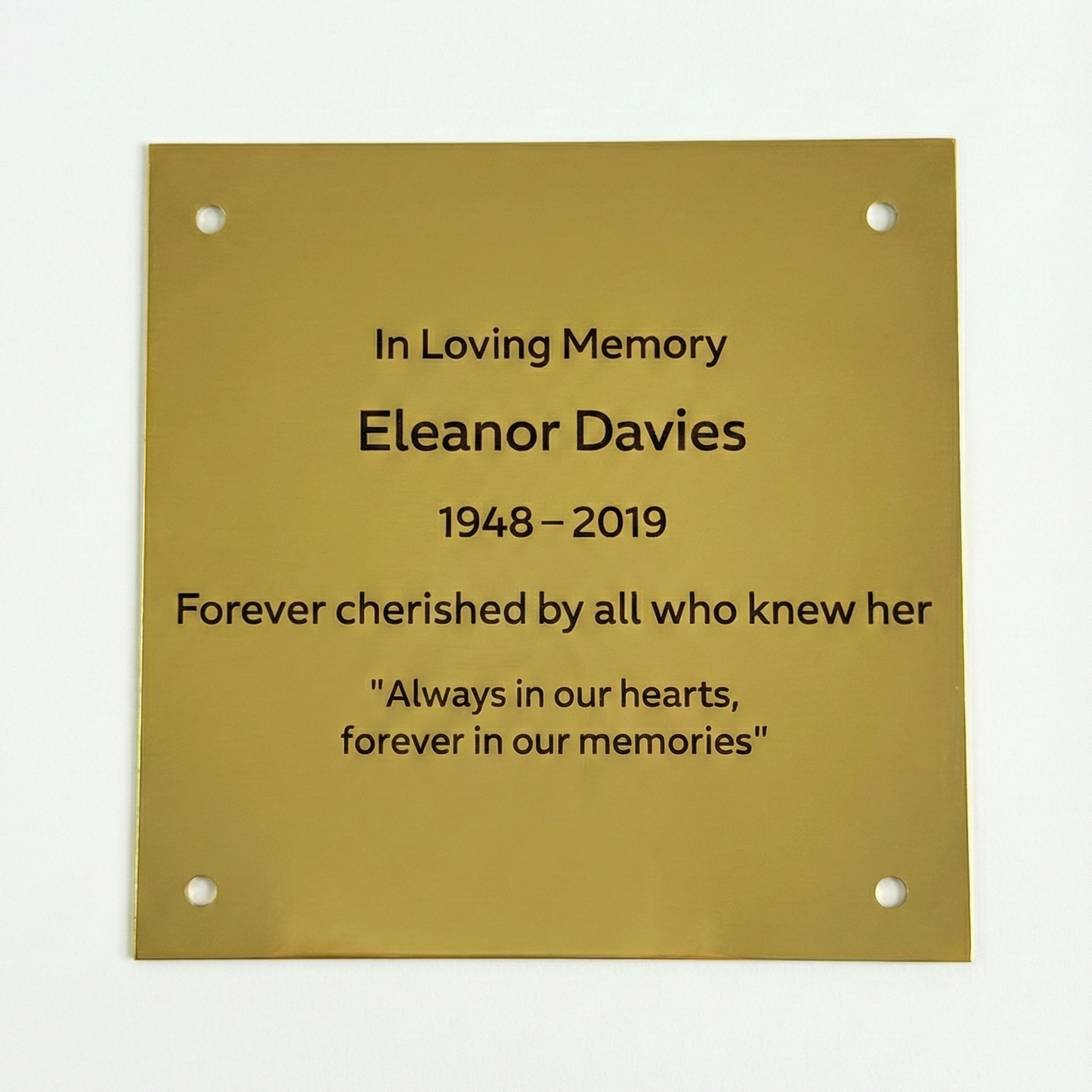 Custom Engraved Solid Brass Memorial Plaque CZ108 – Bench, Tree, Wall – 5 Lines