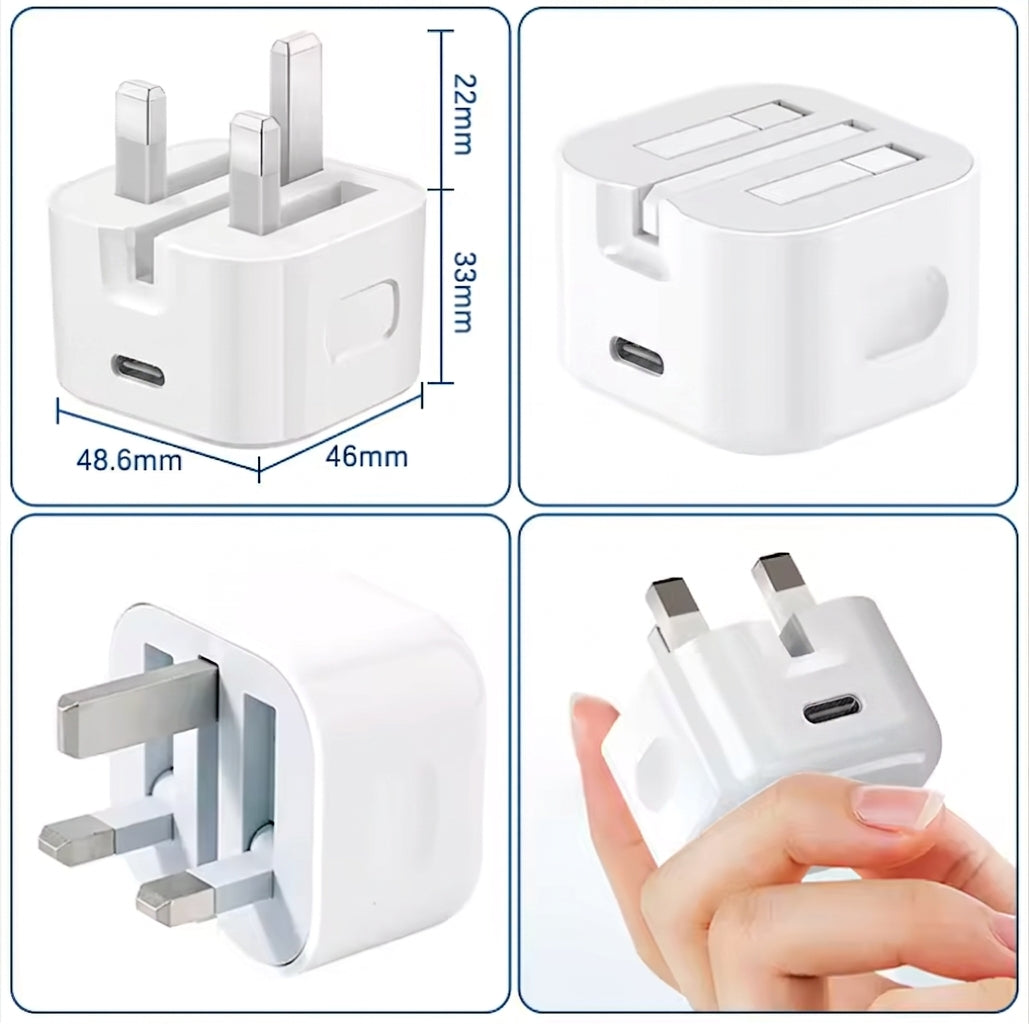 USB-C PD 20W folding UK plug charger – port detail